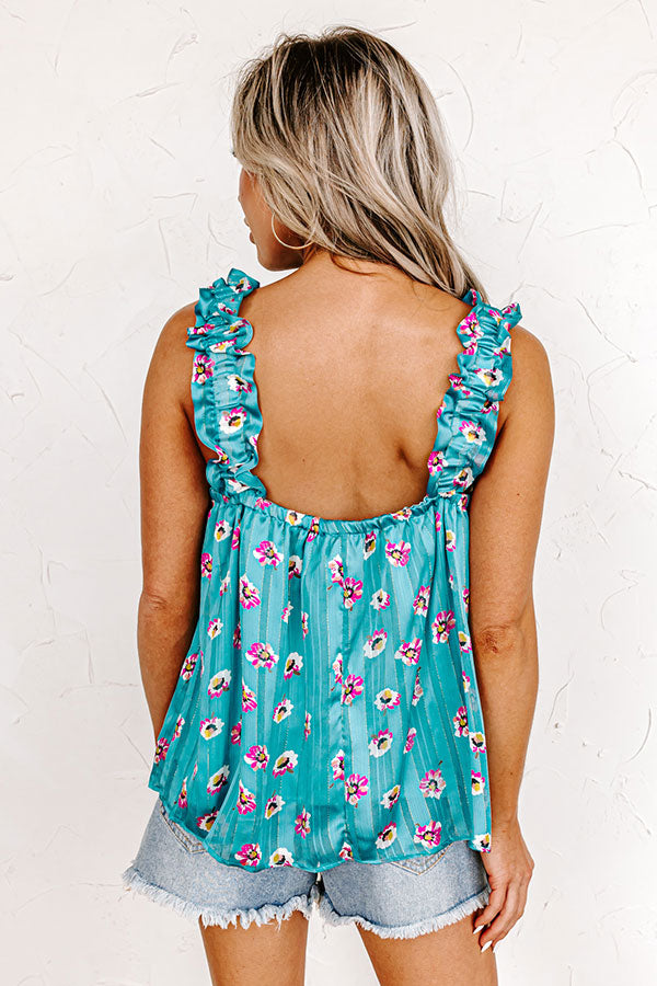On A Wave Floral Shift Top in Turquoise