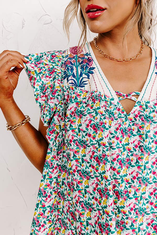 Summer In Sicily Floral Shift Top