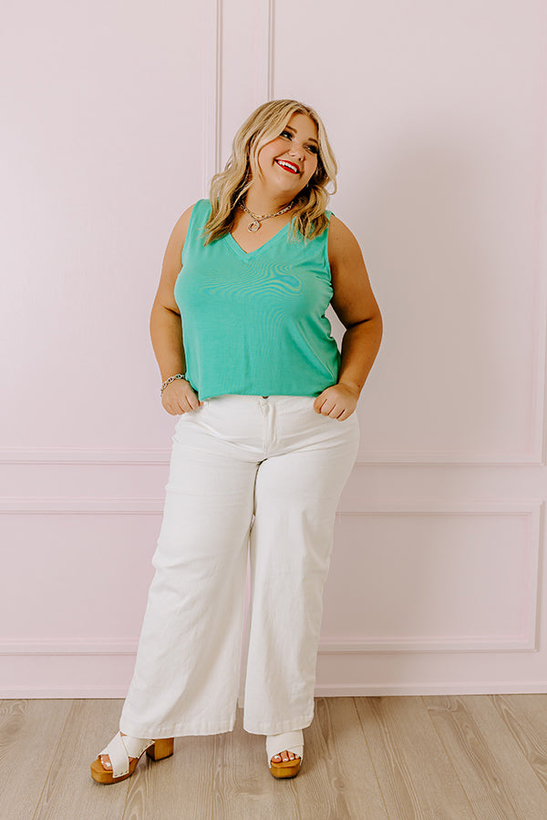 Friends For Life Shift Tank In Light Turquoise Curves