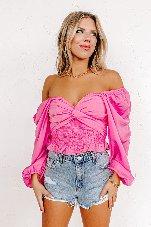 Showered In Love Crop Top In Pink