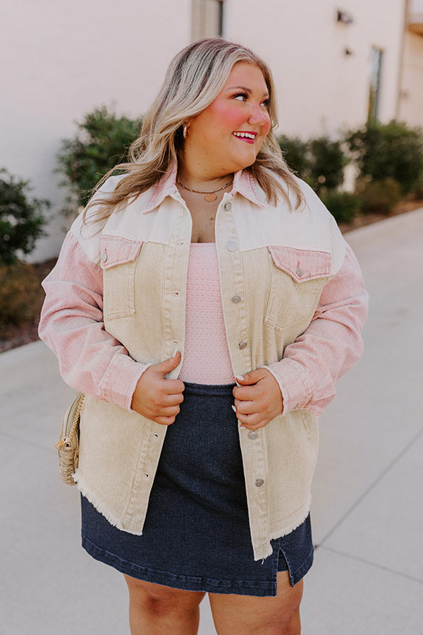 Plain And Simple Denim Jacket in Beige Curves