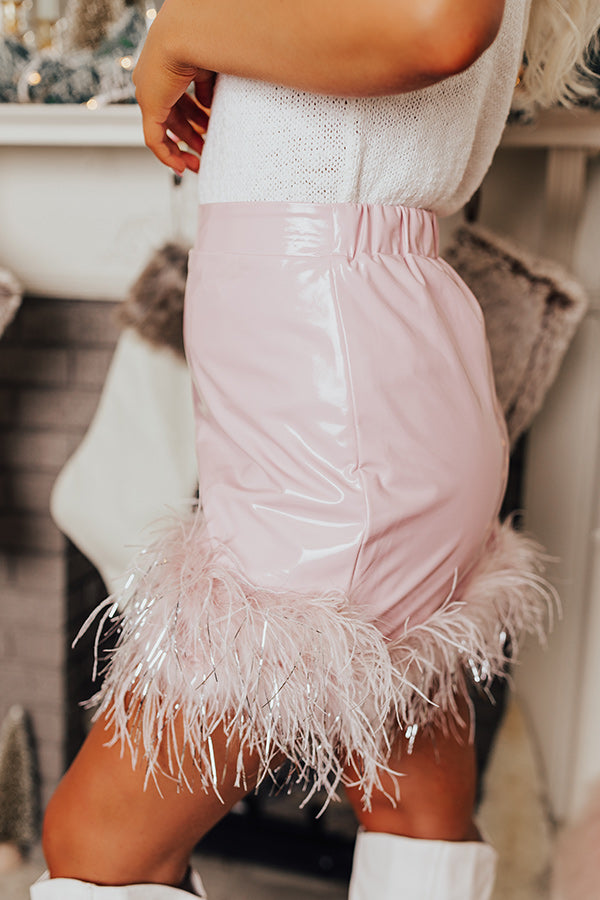 The Freesia Patent Feather Skirt In Blush