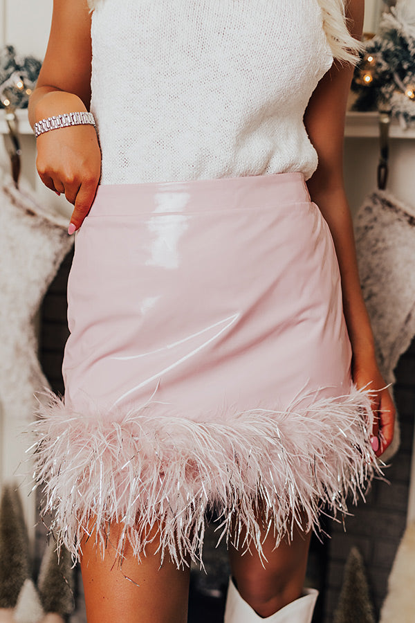 The Freesia Patent Feather Skirt In Blush