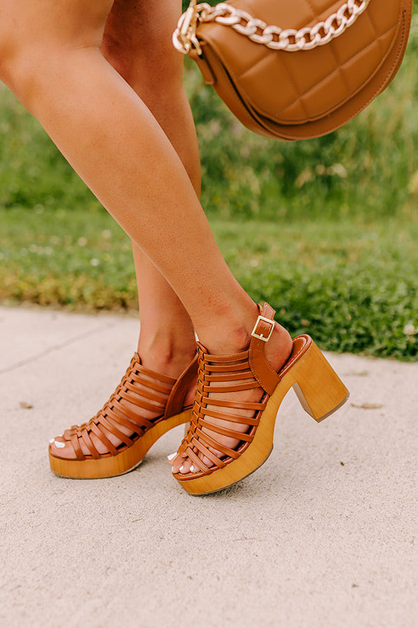 The Brooky Faux Leather Heel In Camel