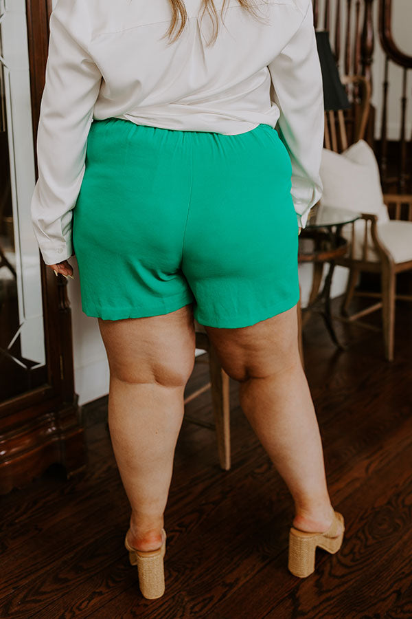 Ready To Remix High Waist Shorts In Green Curves   