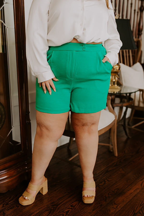 Ready To Remix High Waist Shorts In Green Curves   