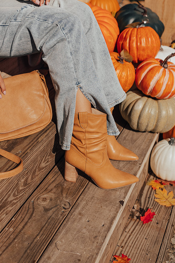 The Valley Faux Leather Bootie In Iced Mocha