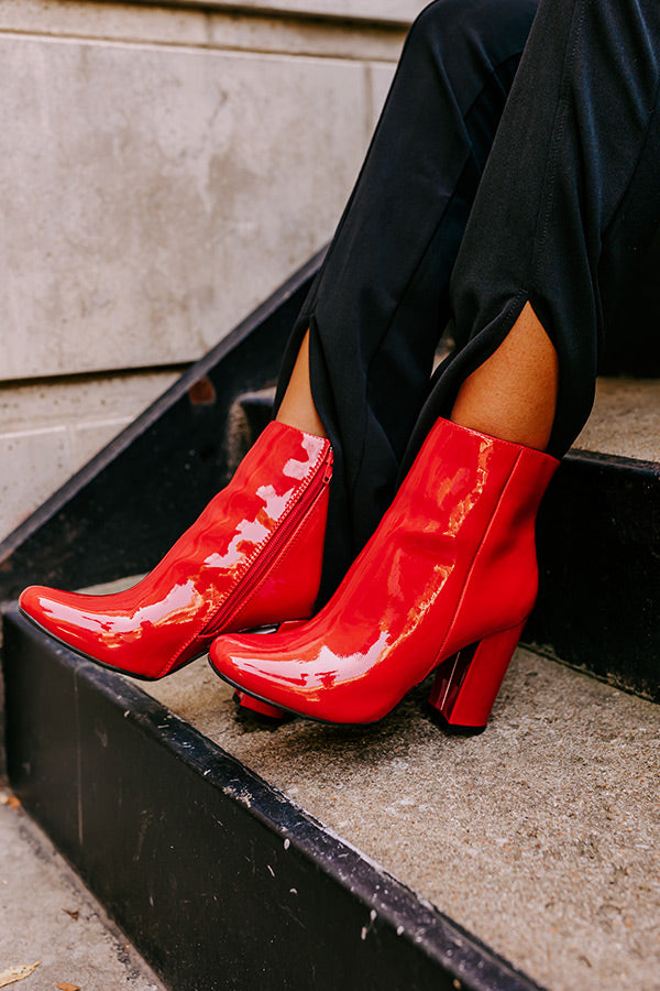 The Yasmine Patent Bootie In Red