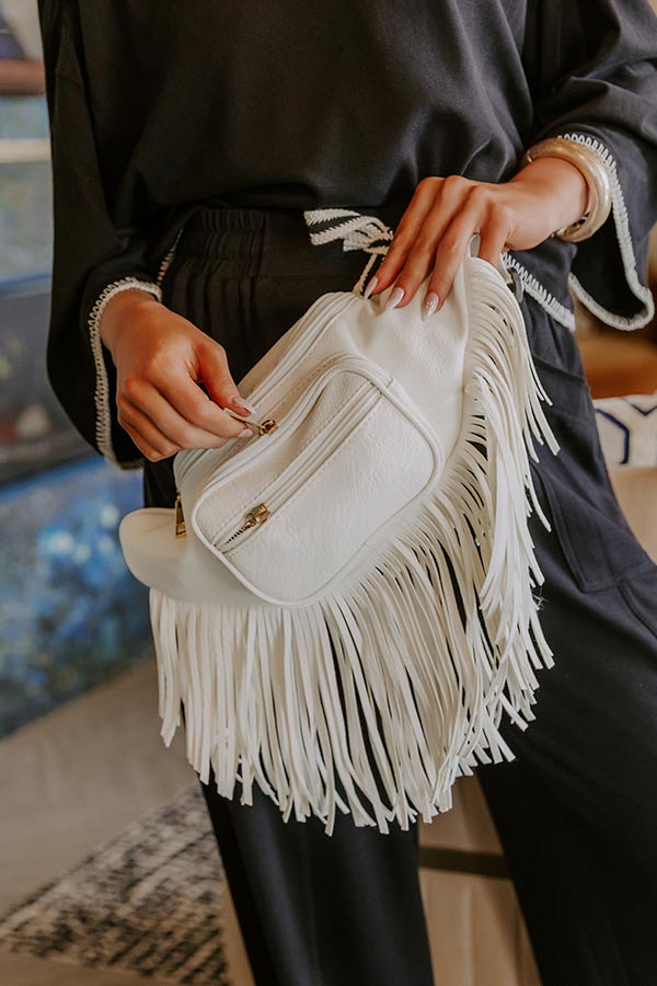 Trip Of My Life Fringe Fanny Pack In Ivory
