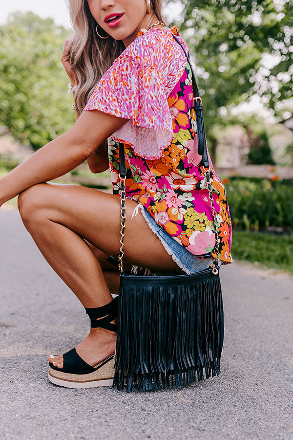Right On Cue Fringe Crossbody In Black
