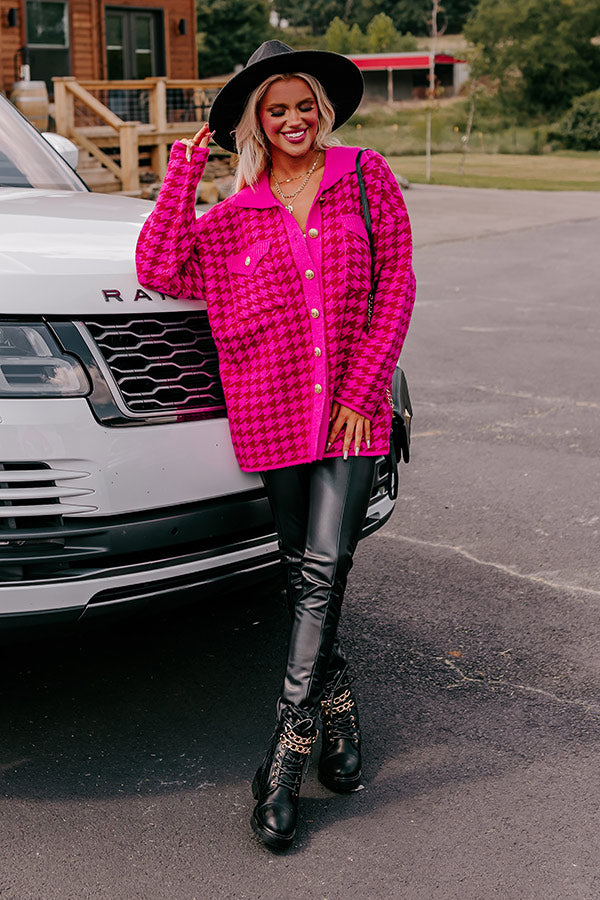 Fall In The City Houndstooth Jacket In Hot Pink