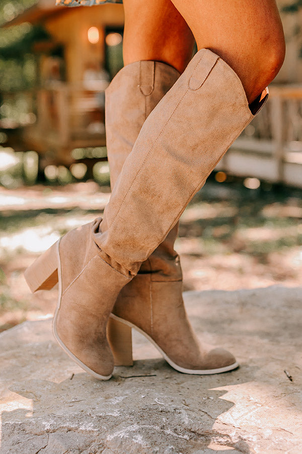 Taupe knee outlet boots