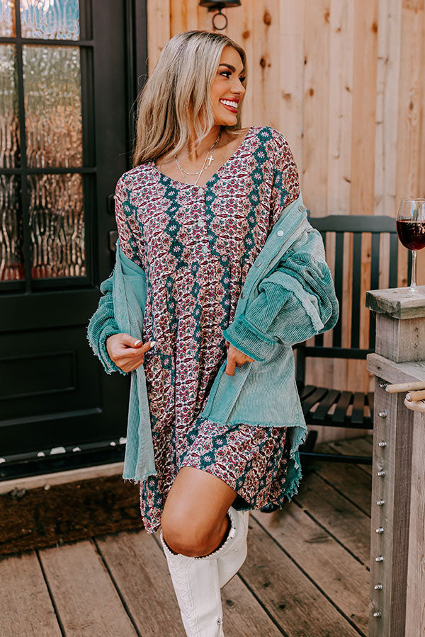 Maple Grove Shift Dress In Teal