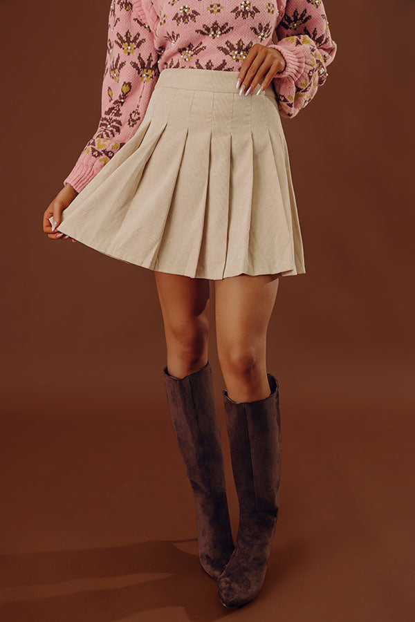 Spill It Pleated Skort In Light Beige Image - 2