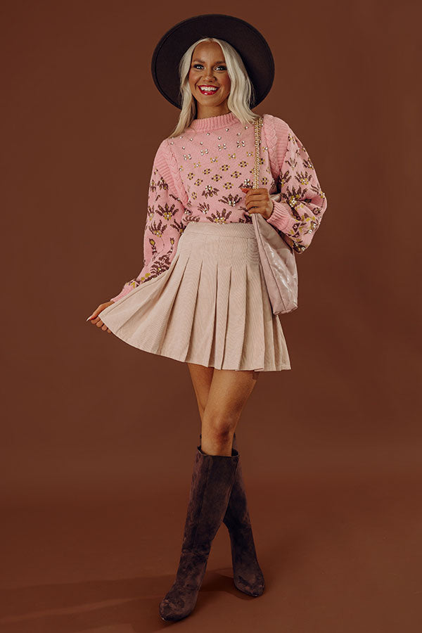 Spill It Pleated Skort In Light Beige Image - 1