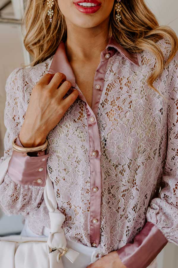 Caught Up In Love Lace Button Up