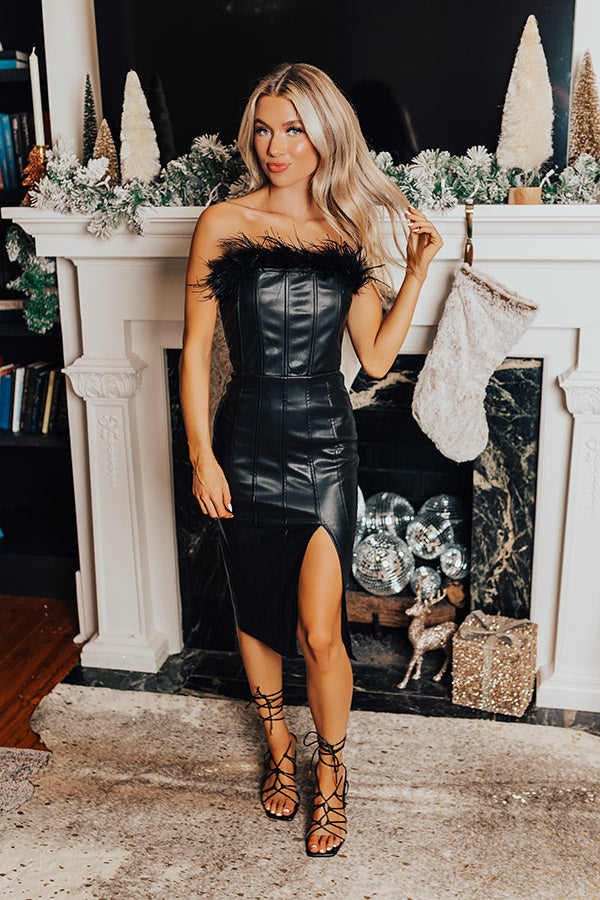Come Pick Me Up Faux Leather Midi