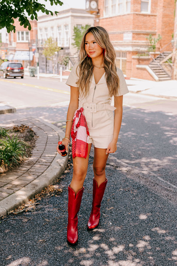 The Lockwood Faux Leather Cowboy Boot In Red