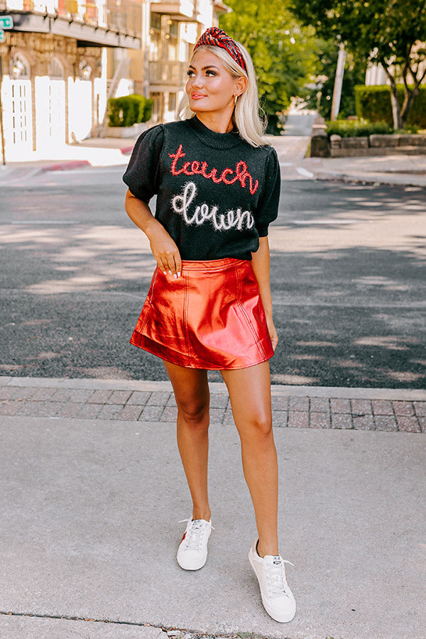 The Reef Metallic Skort in Red