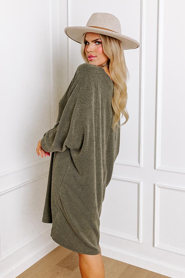 Casual Chats Shift Dress In Olive Curves