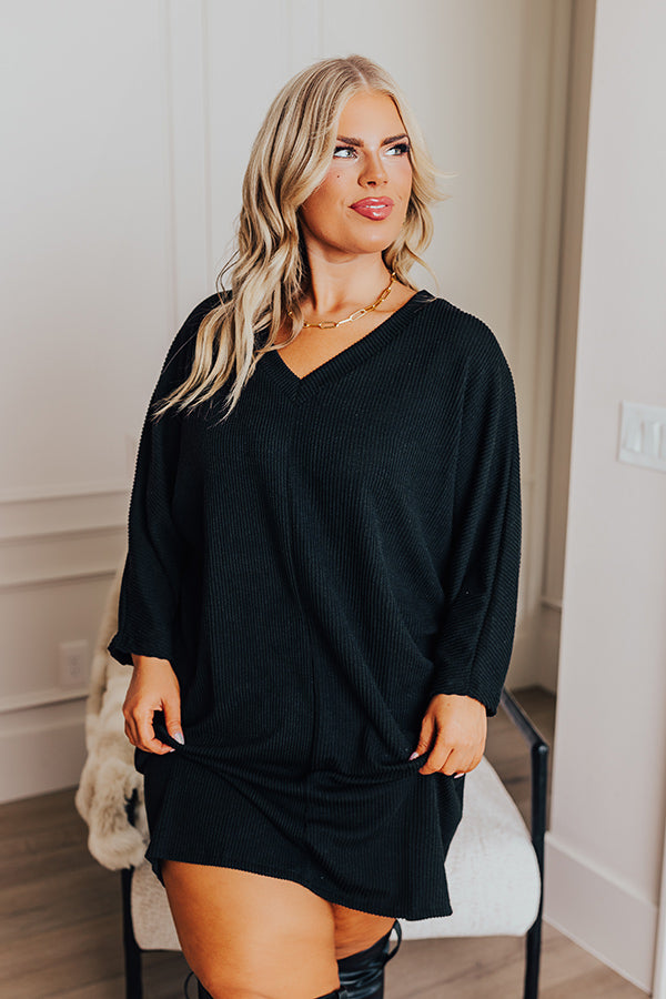 Casual Chats Shift Dress In Black Curves