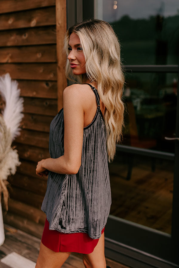 Finding Romance Velvet Tank In Charcoal