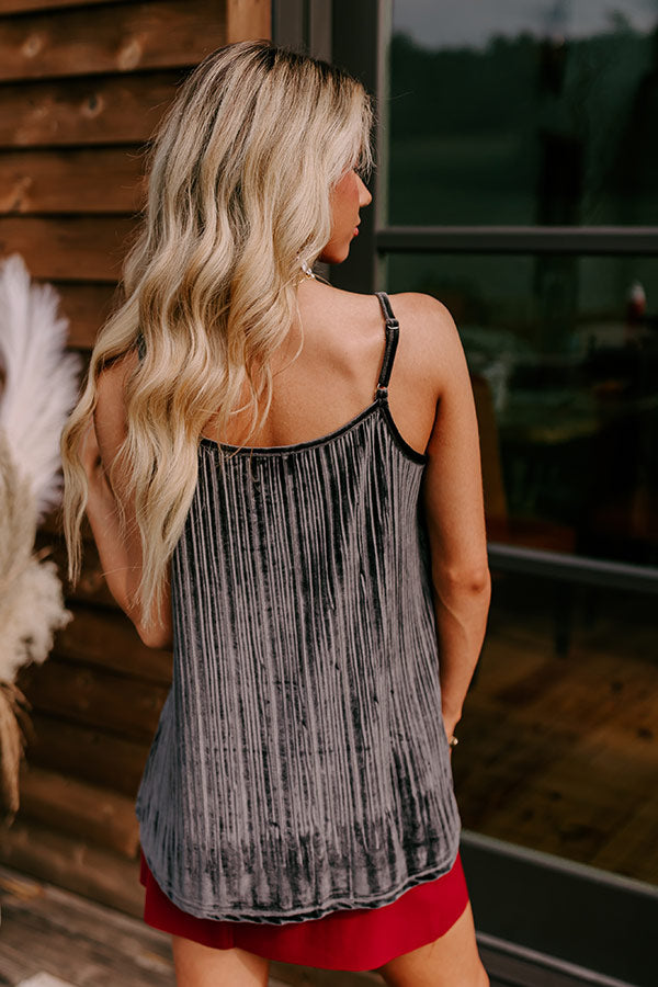 Finding Romance Velvet Tank In Charcoal