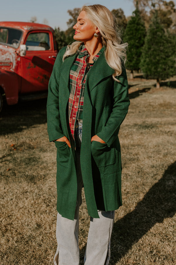 Slope City Light Weight Coat In Hunter Green