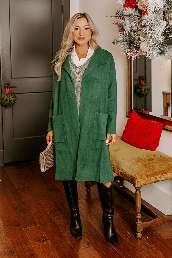 Slope City Light Weight Coat In Hunter Green