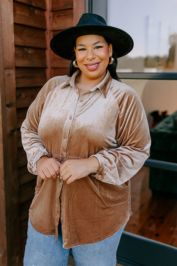 Apple Cider Sips Velvet Top In Iced Mocha Curves