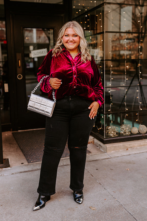 Apple Cider Sips Velvet Top In Wine Curves