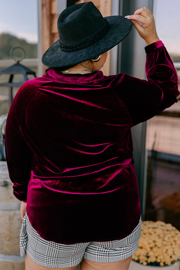 Apple Cider Sips Velvet Top In Wine Curves