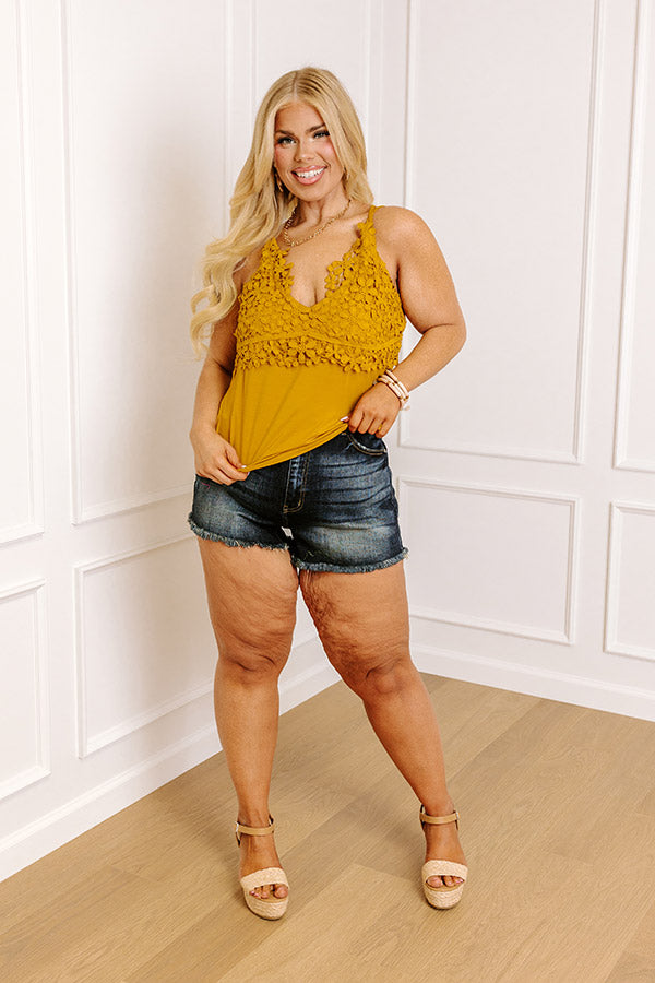 Call Me Yours Crochet Tank In Mustard Curves