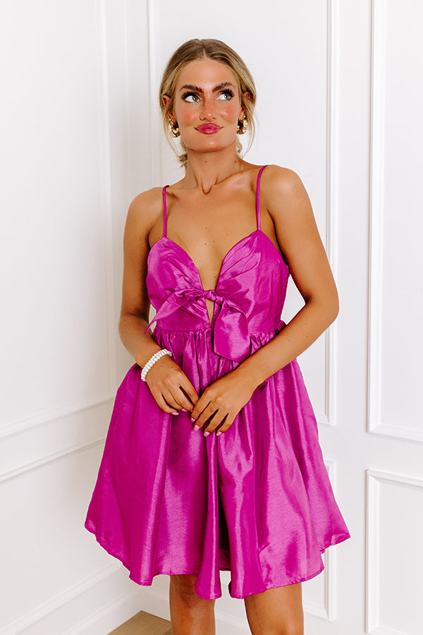 Wrapped Up In Love Babydoll Dress In Fuchsia