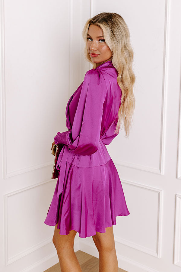 First Class Ticket Satin Dress In Orchid