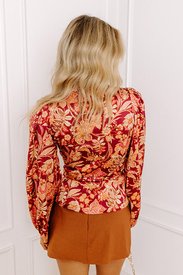 Whirl The Night Away Satin Wrap Top