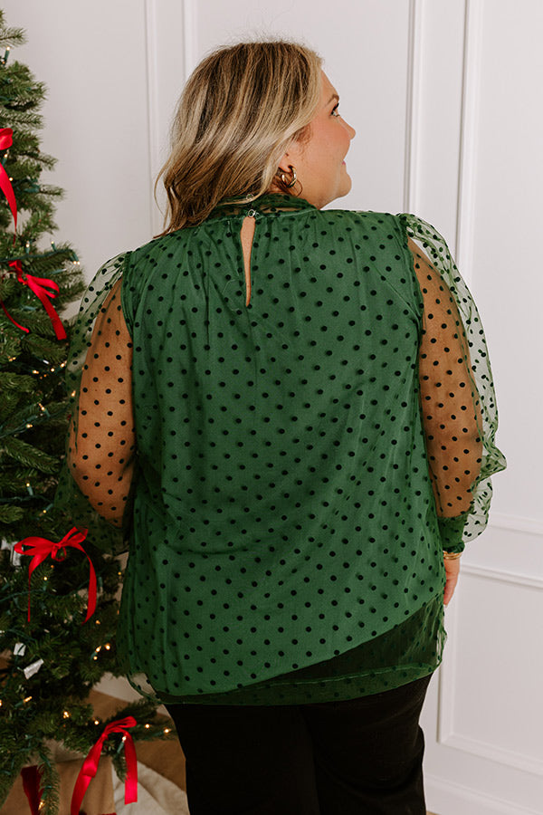 First Kiss Dreaming Shift Top In Hunter Green Curves