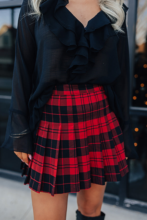 Holiday Fun Plaid Skirt In Red