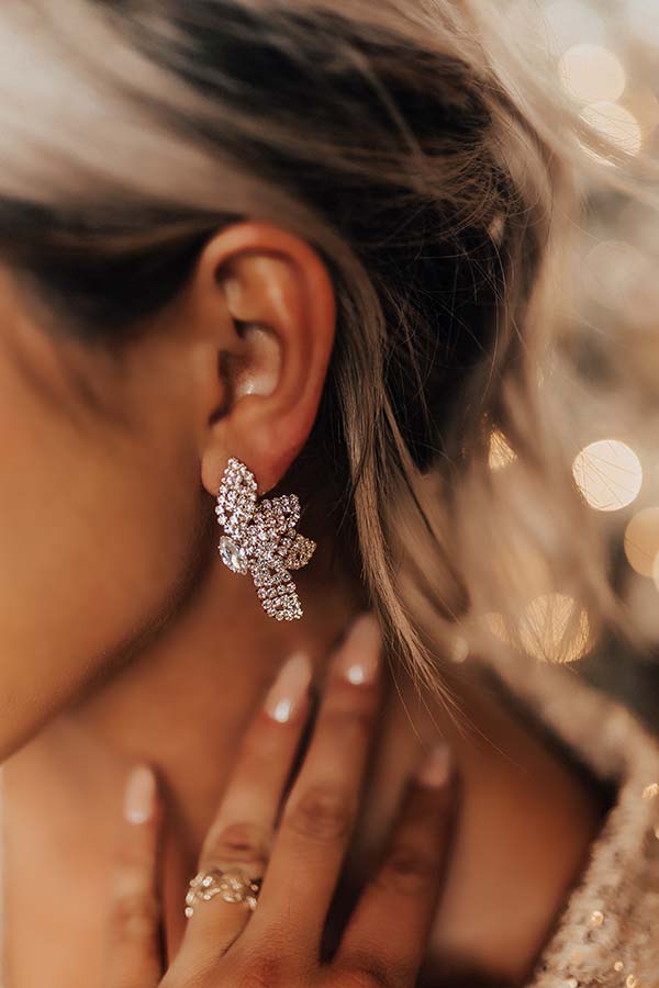 Away For The Winter Rhinestone Earrings in Gold Image - 2