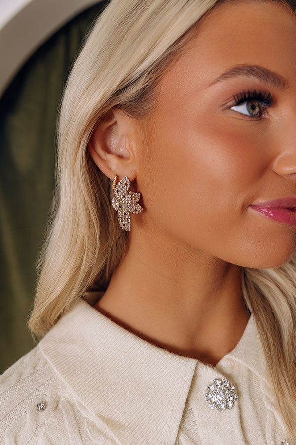 Away For The Winter Rhinestone Earrings in Gold Image - 1