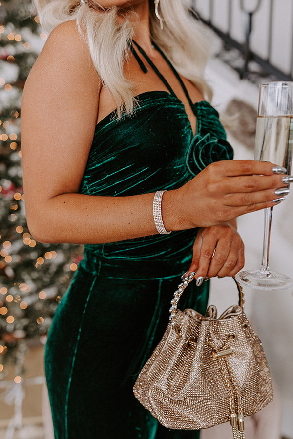 Party Dreams Rhinestone Cuff Bracelet In Gold