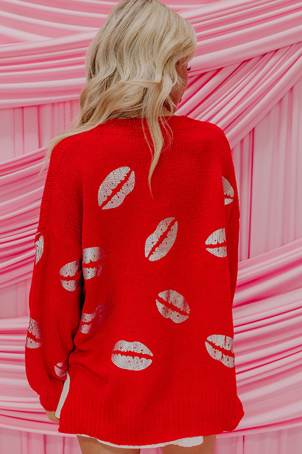 Sending Kisses Knit Sweater in Red