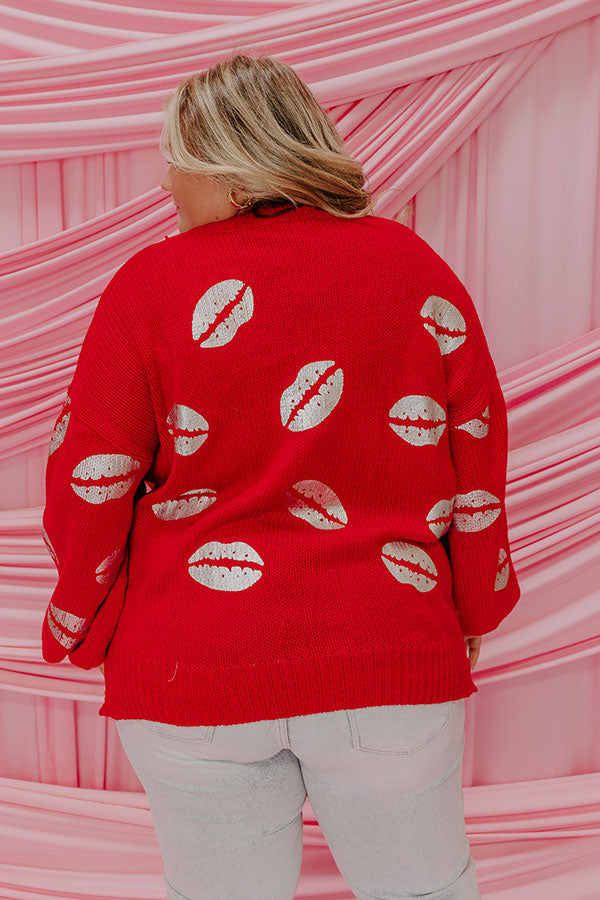 Sending Kisses Knit Sweater in Red Curves