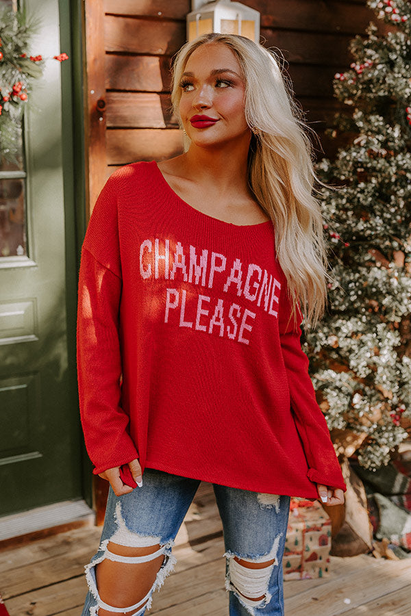 Champagne Please Sweater in Red
