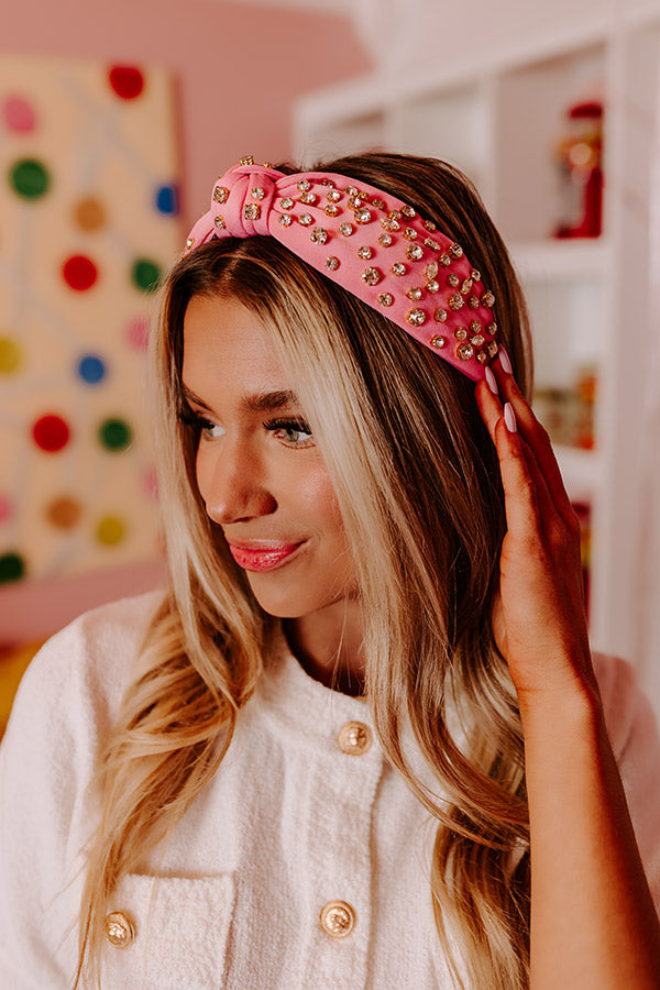 Glittery Confessions Rhinestone Headband In Pink