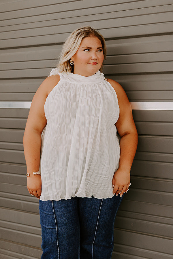 Lead Me Back To You Pleated Top in White Curves Image - 1