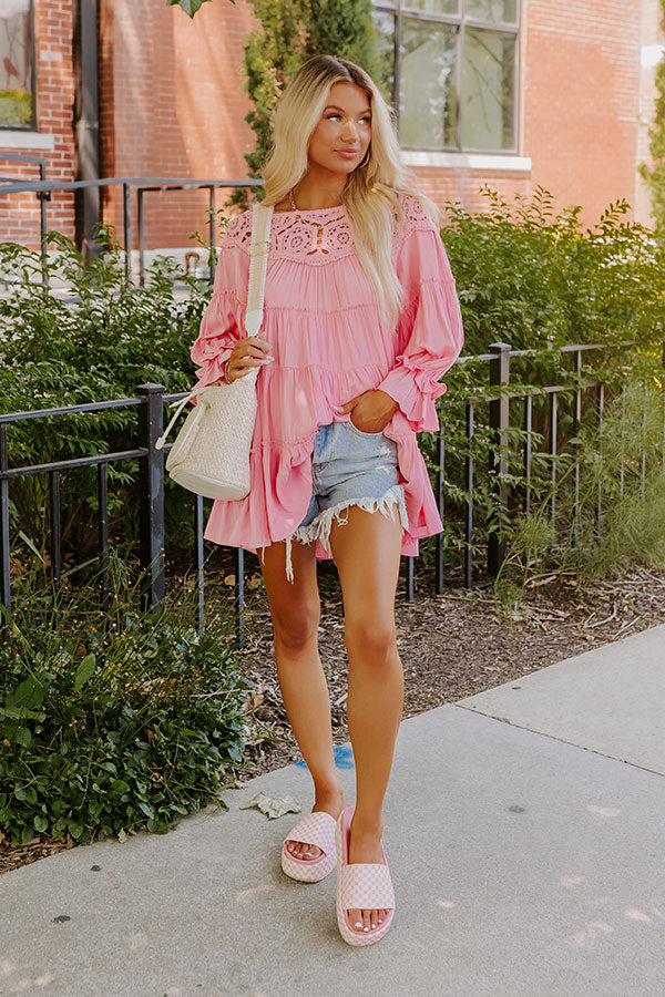 Little Coastal Town Tunic Dress in Pink