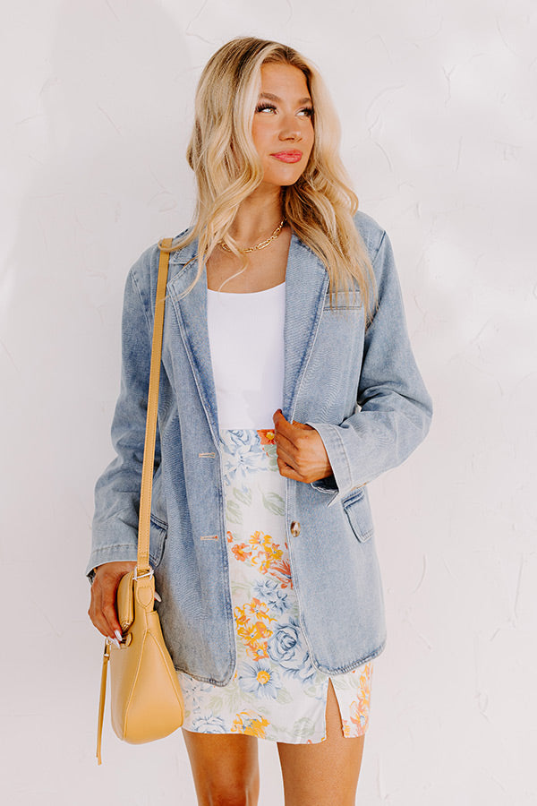 Back To You Denim Blazer In Medium Wash