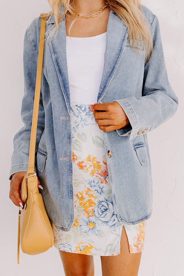 Back To You Denim Blazer In Medium Wash