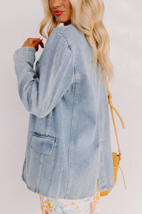 Back To You Denim Blazer In Medium Wash